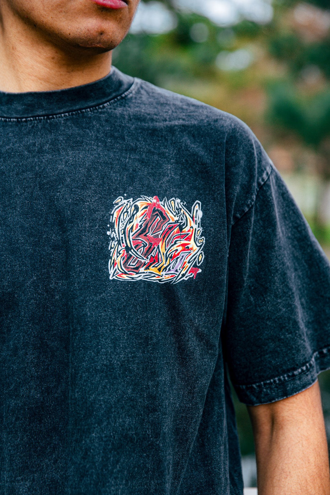 Spirit Ablaze Heavyweight Mineral Wash Tee - Black