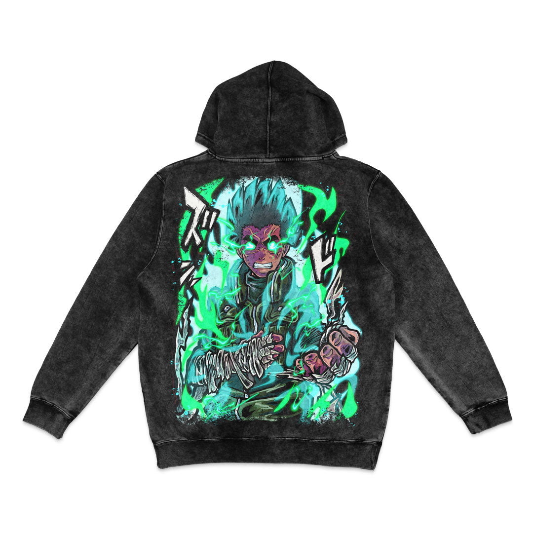 Viridian Vortex Mineral Wash Hoodie - Black