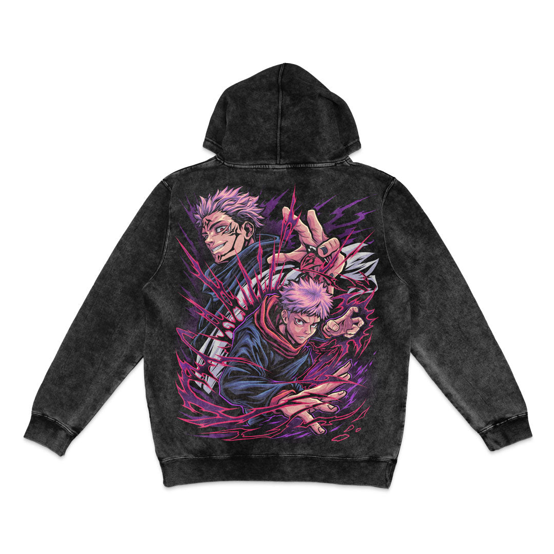 Cursed Energy Mineral Wash Hoodie - Black