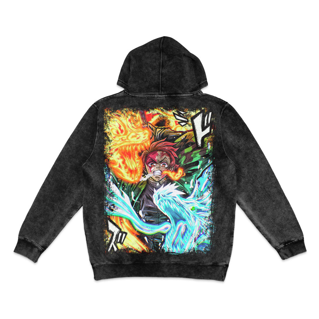 Burning Will Mineral Wash Hoodie - Black