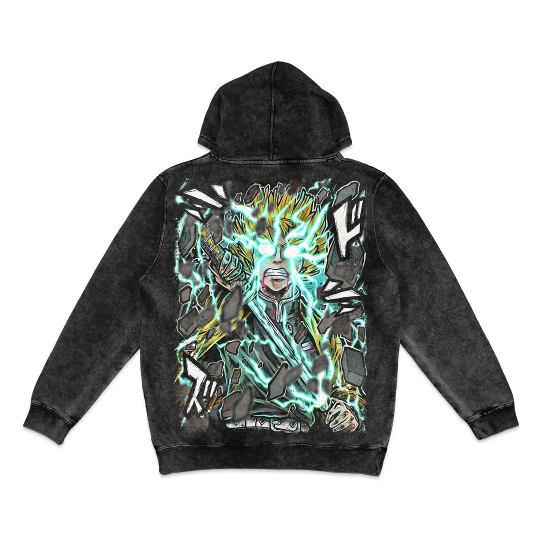 Electric Heart Mineral Wash Hoodie - Black