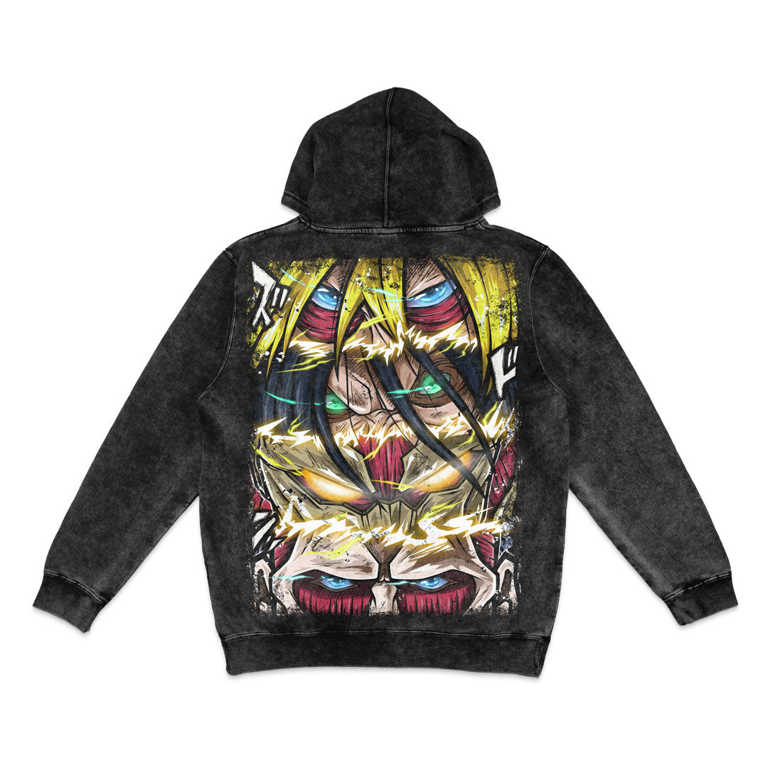 Titans Collide Mineral Wash Hoodie - Black