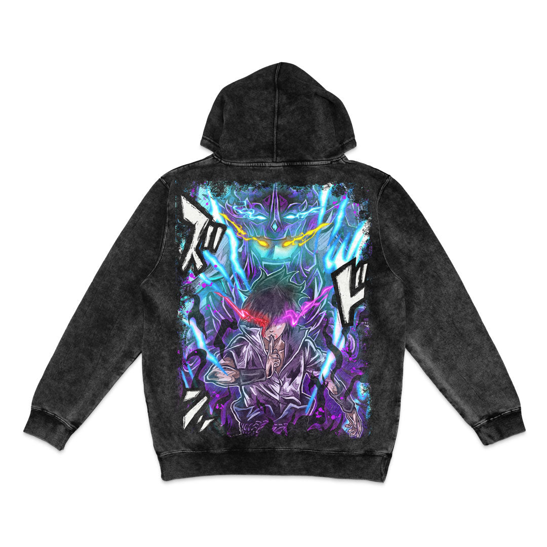 Uchiha Prodigy Mineral Wash Hoodie - Black