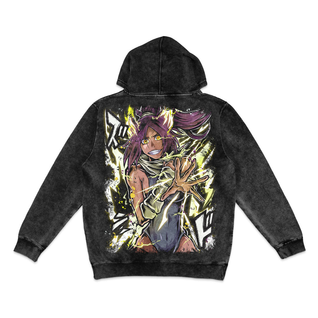 Flash Goddess Mineral Wash Hoodie - Black