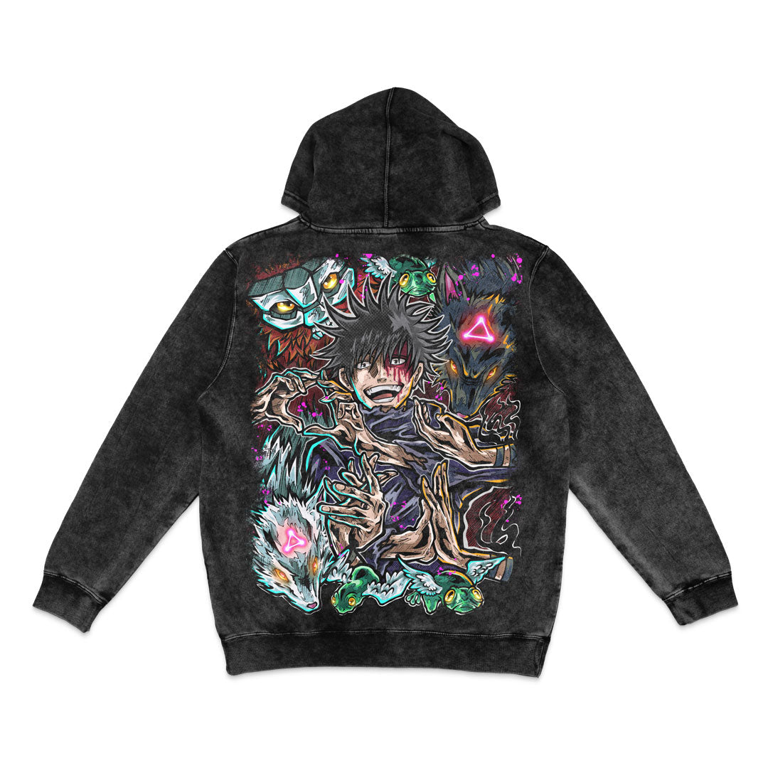 Shikigami Shaman Mineral Wash Hoodie - Black