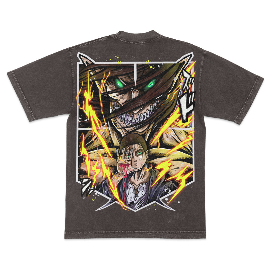 Attack Titan Heavyweight Mineral Wash Tee - Cocoa