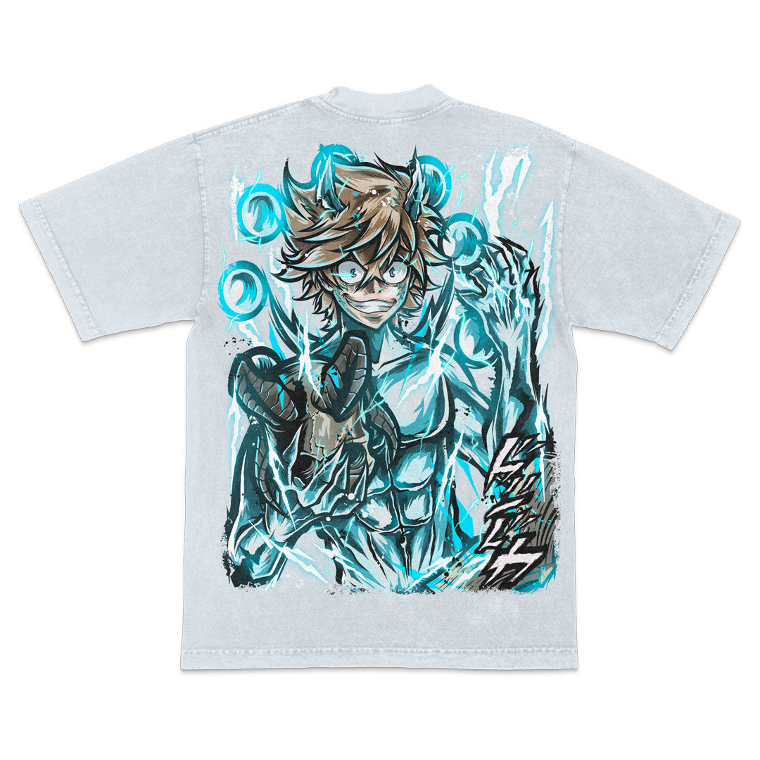 Lightning Battle Fiend Heavyweight Mineral Wash Tee - Ice Grey