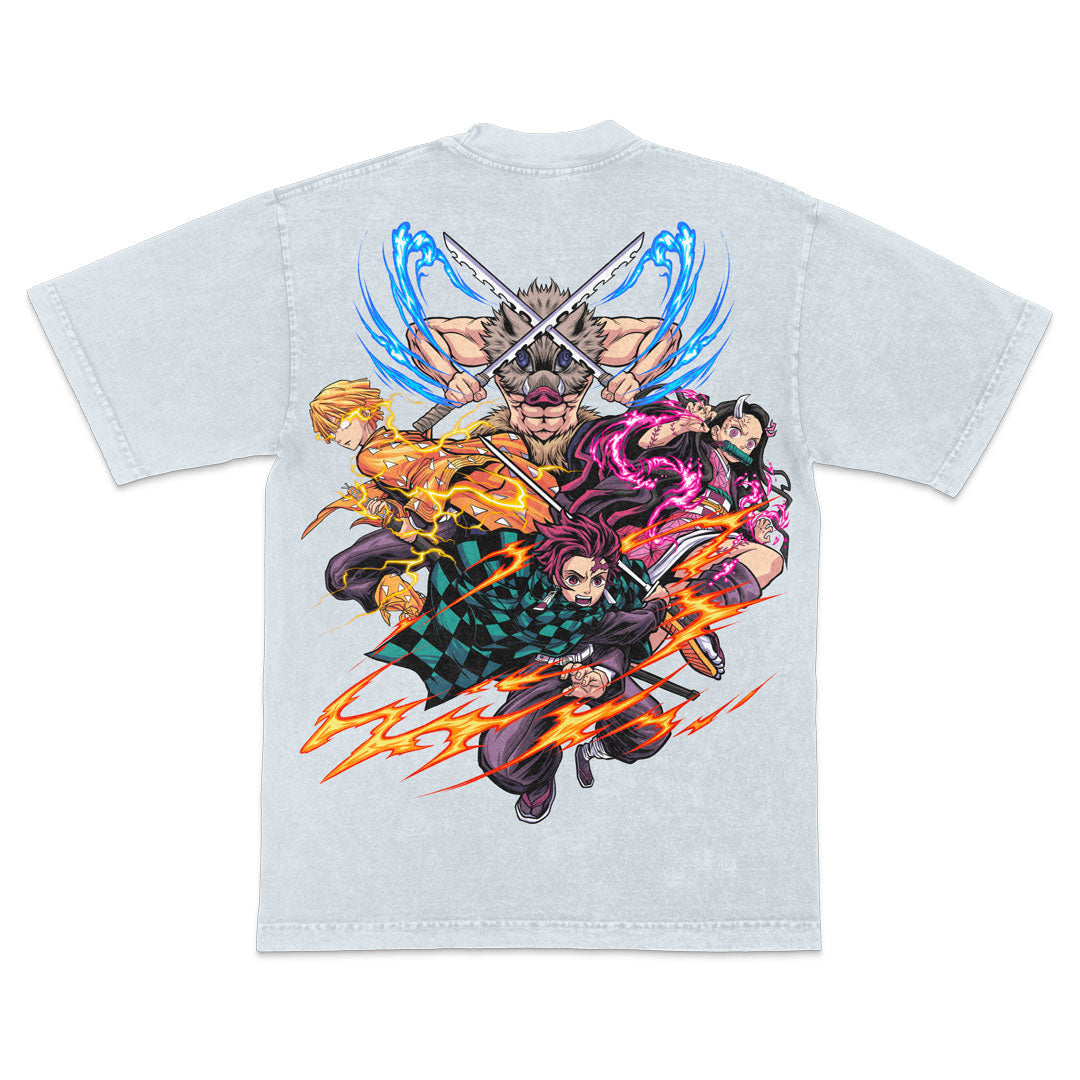 Slayers Gang Heavyweight Mineral Wash Tee - Ice Grey
