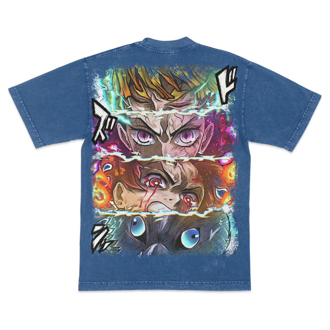 Demon Conquerors Heavyweight Mineral Wash Tee - Indigo
