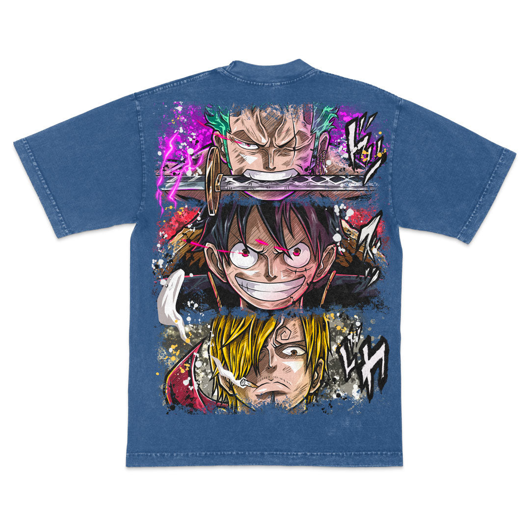Monster Trio Heavyweight Mineral Wash Tee - Indigo