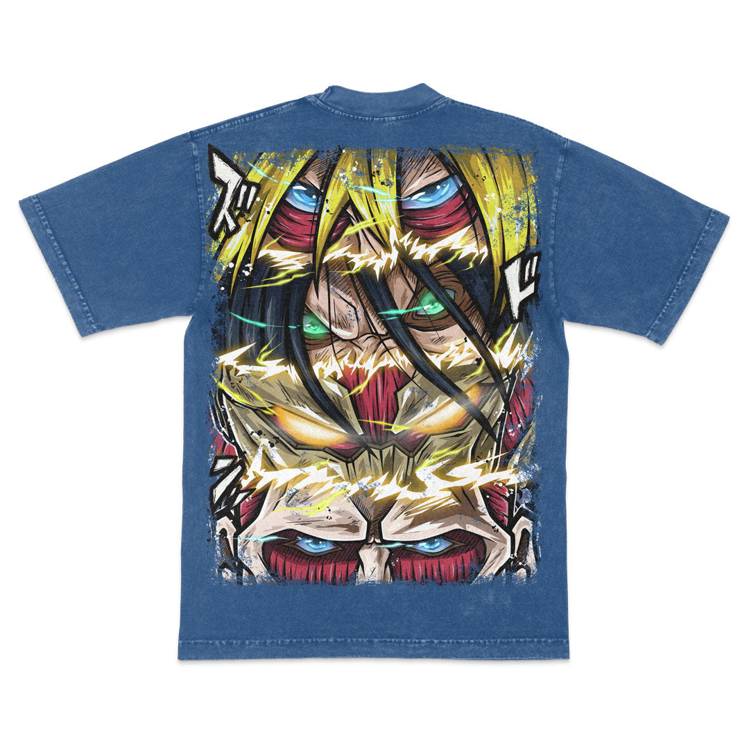 Titans Collide Heavyweight Mineral Wash Tee - Indigo