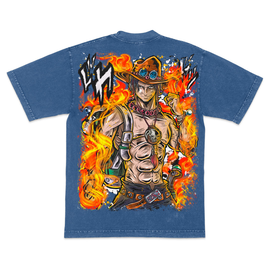 Fire Fist Heavyweight Mineral Wash Tee - Indigo