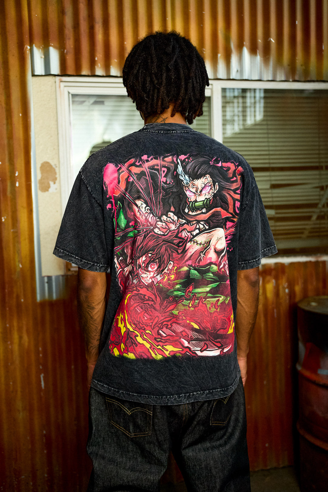 Sunfire & Fangs Mineral Wash Tee - Black