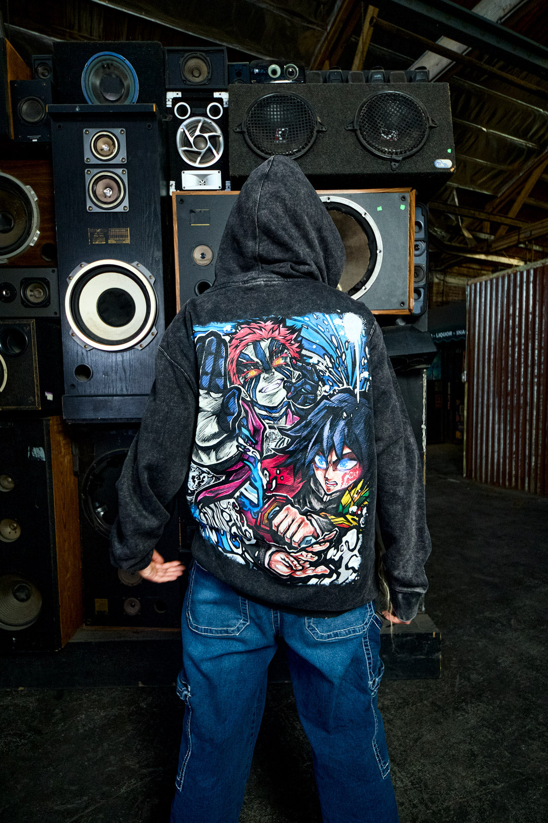 Abyss Clash Mineral Wash Hoodie - Black
