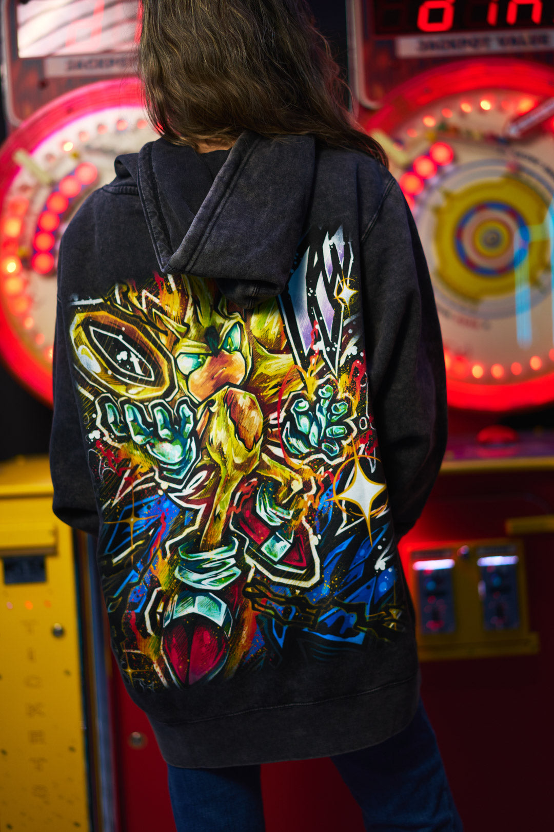 Golden Velocity Mineral Wash Hoodie - Black