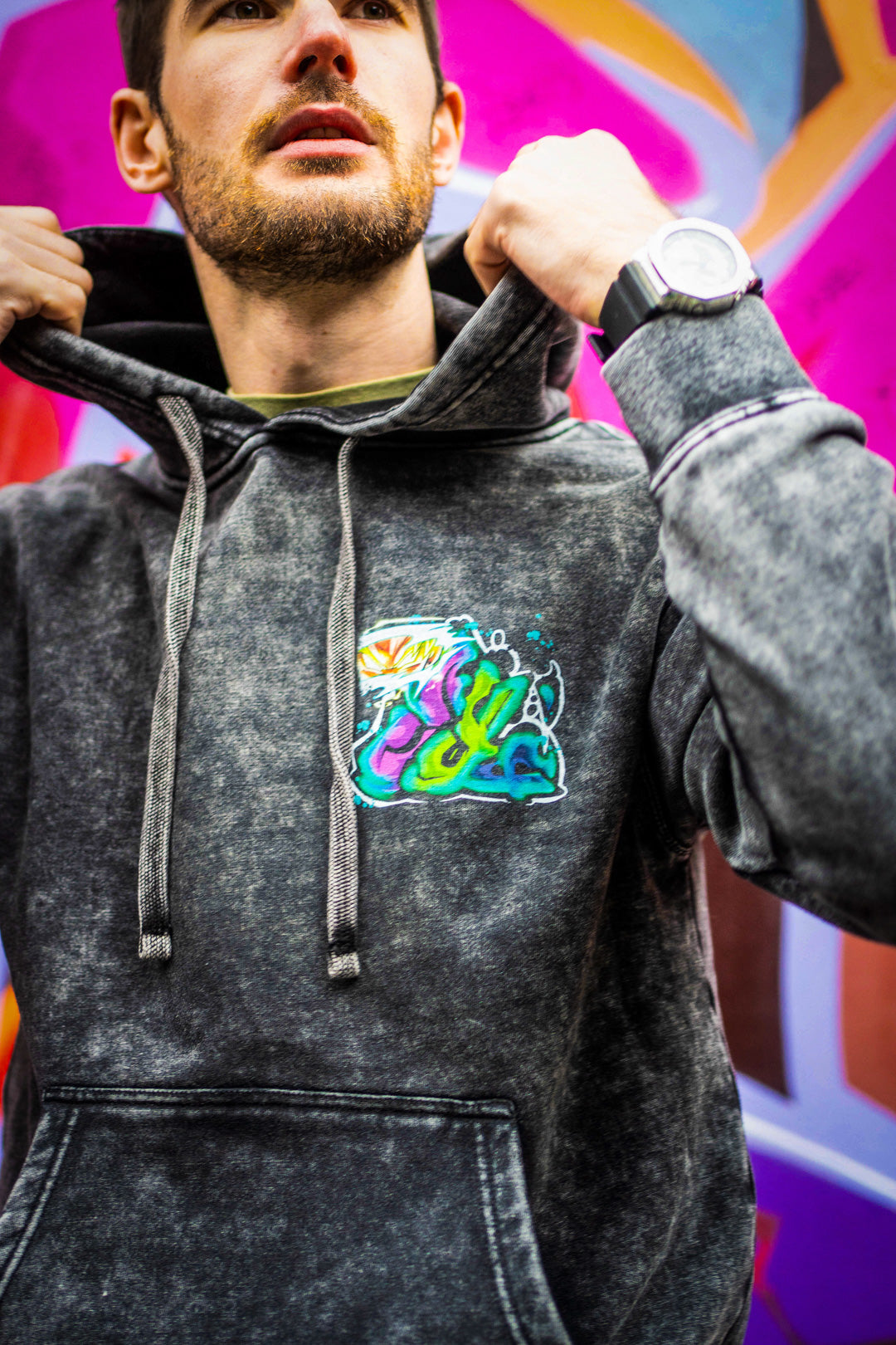 Legend's Wrath Mineral Wash Hoodie - Black