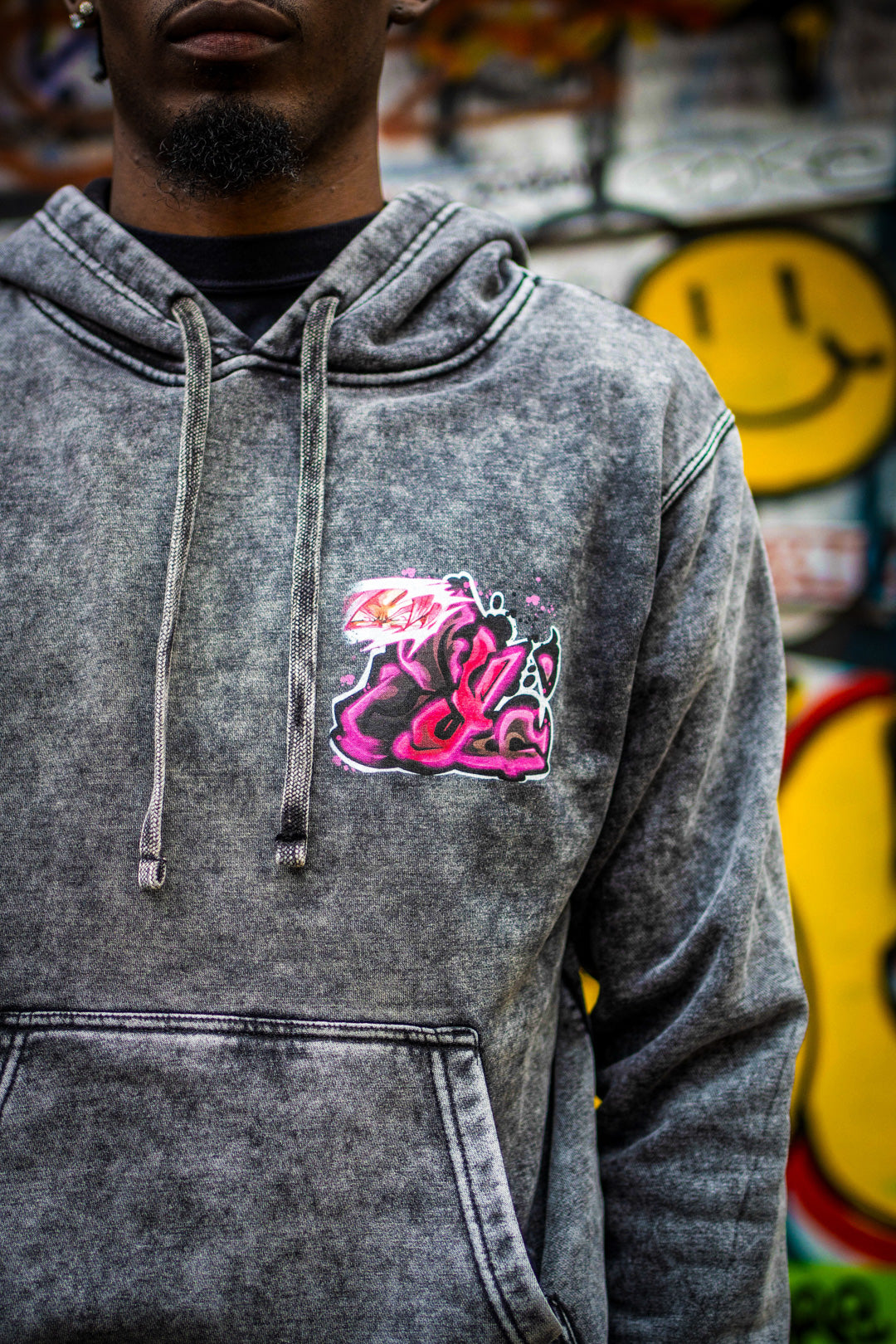 Malevolent Rose Mineral Wash Hoodie - Black