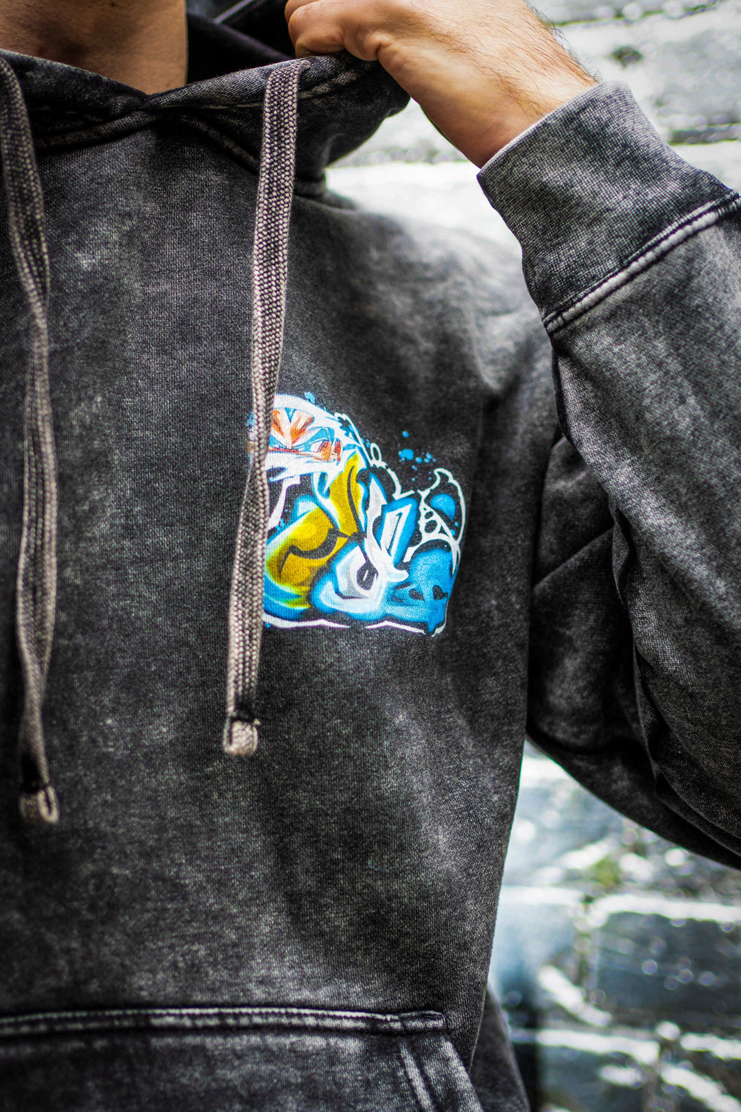 Galactic Ascension Mineral Wash Hoodie - Black