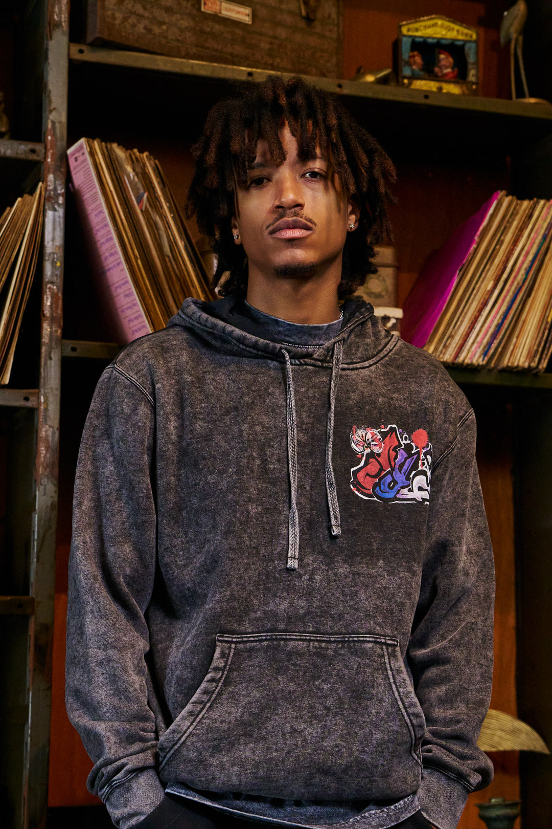 Turbo Mode Mineral Wash Hoodie - Black