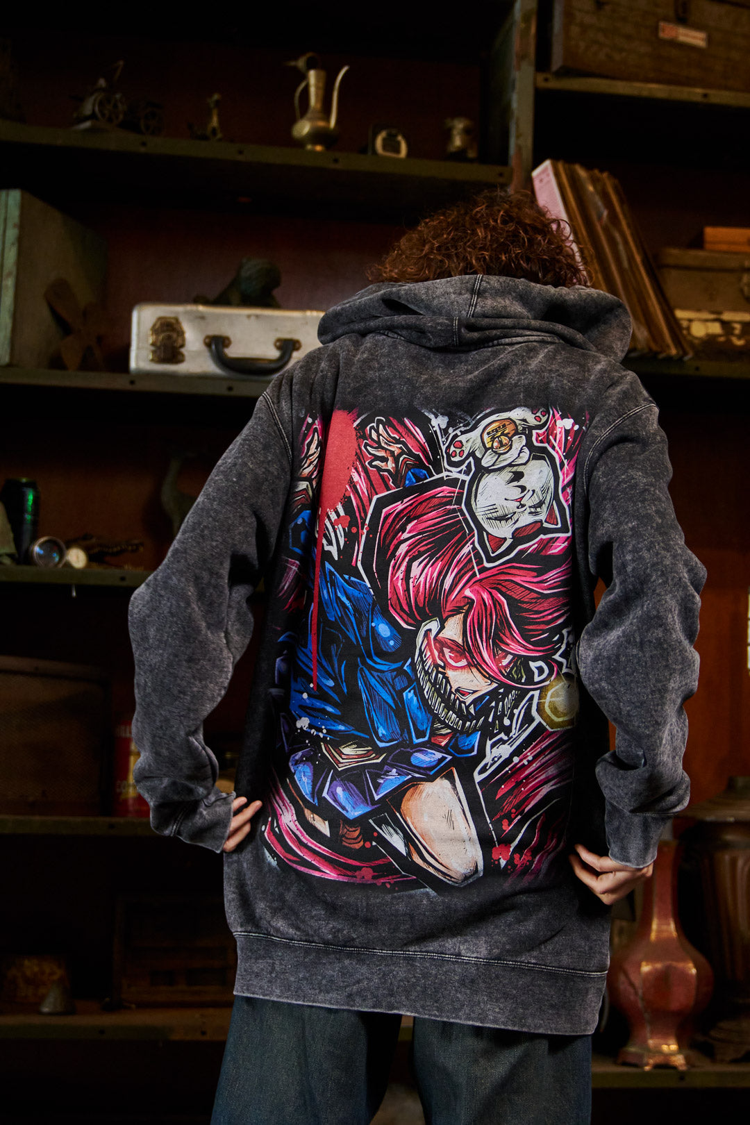 Silk Cyclone Mineral Wash Hoodie - Black