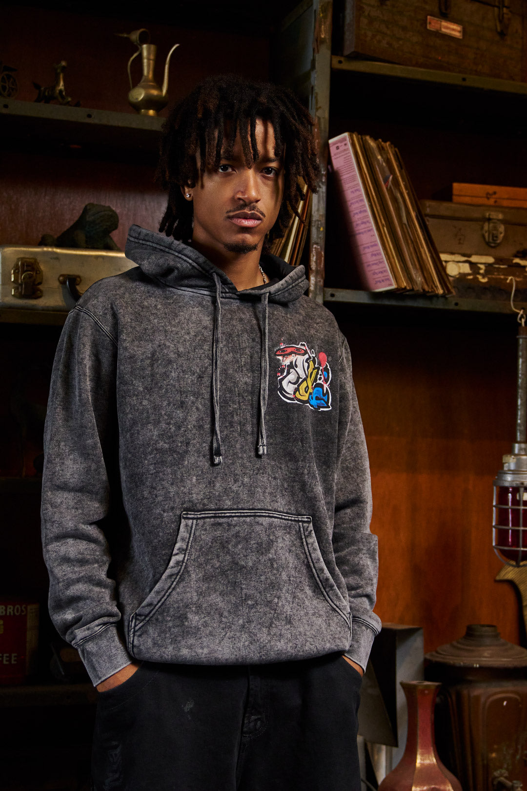 Spirit Sensei Mineral Wash Hoodie - Black