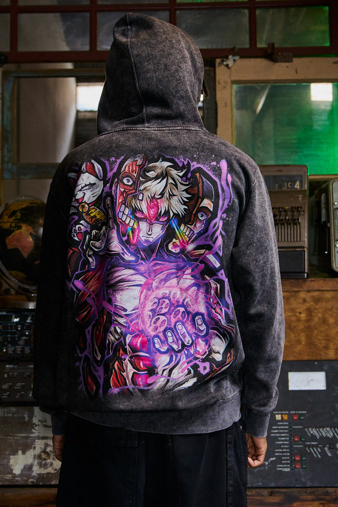 Violet Awakening Mineral Wash Hoodie - Black