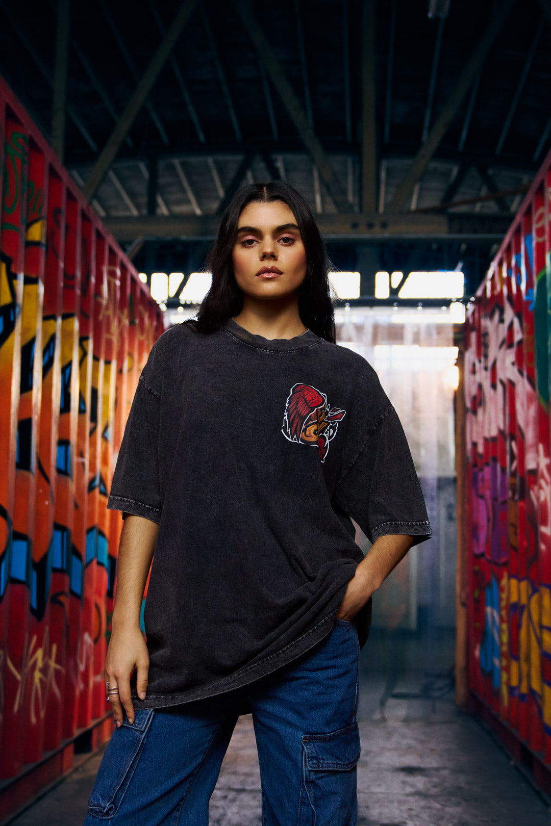 Silent Wings Heavyweight Mineral Wash Tee - Black