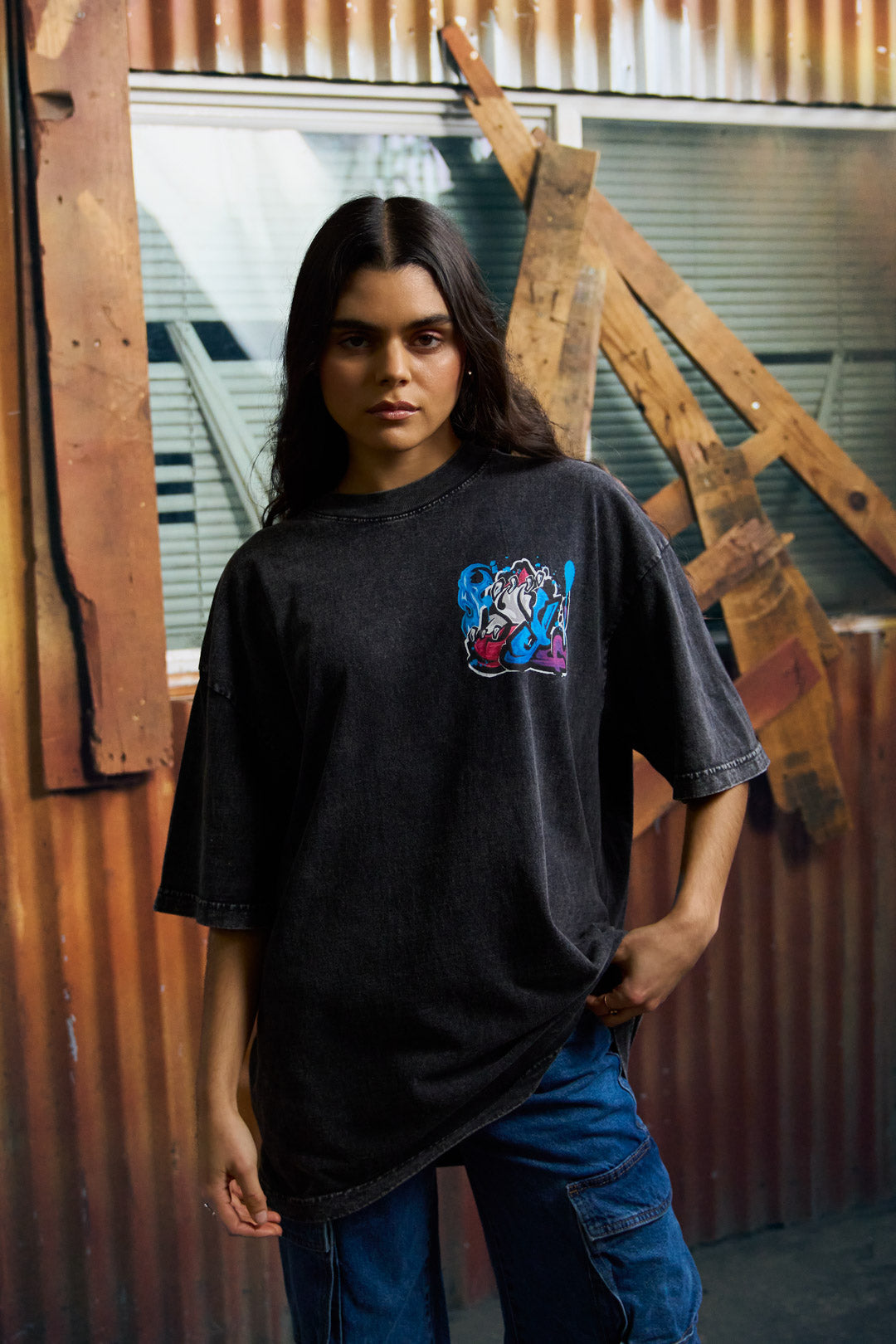 Burn Notice Heavyweight Mineral Wash Tee - Black