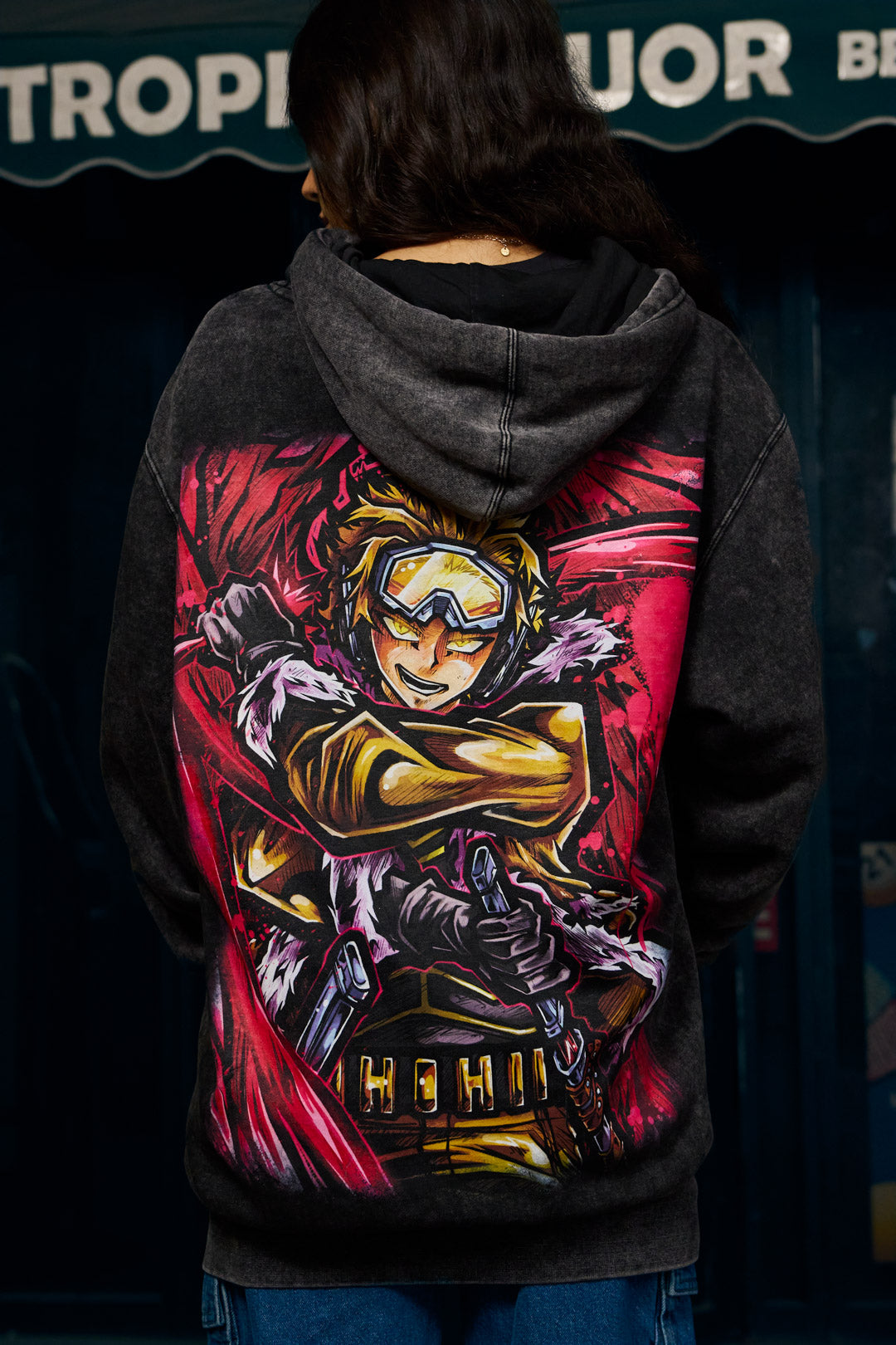 Silent Wings Mineral Wash Hoodie - Black