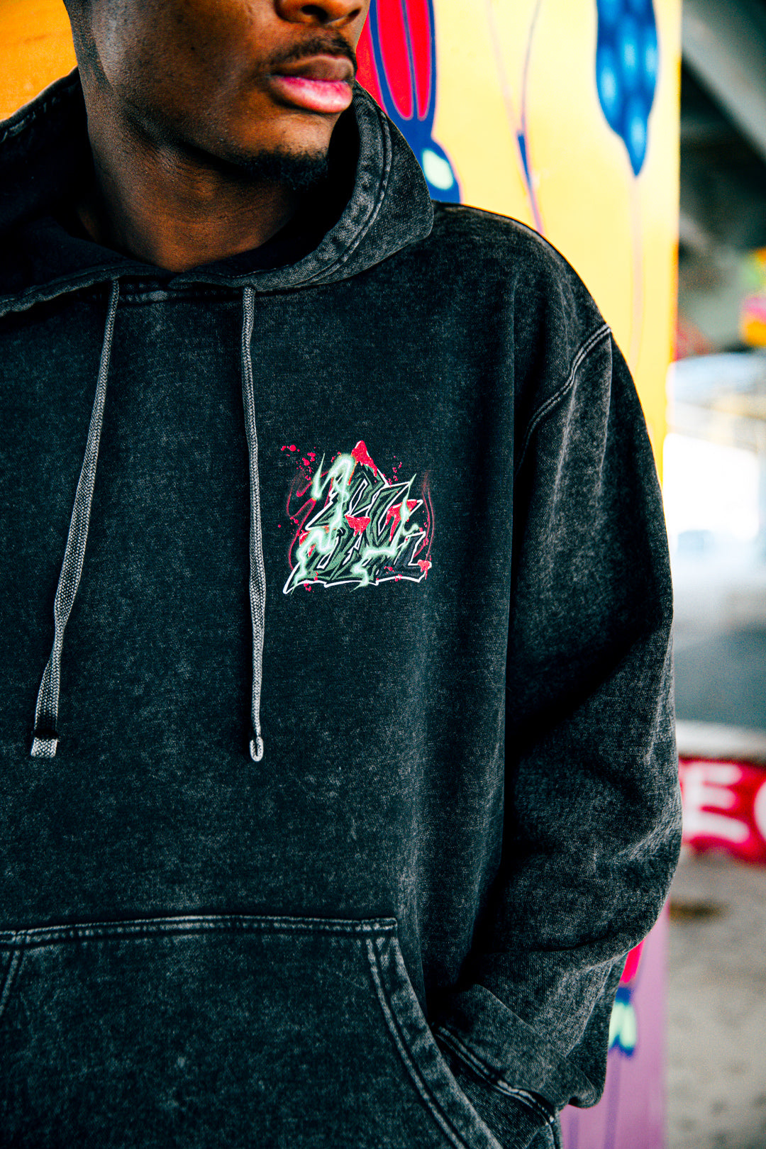 Rage Awakening Mineral Wash Hoodie - Black