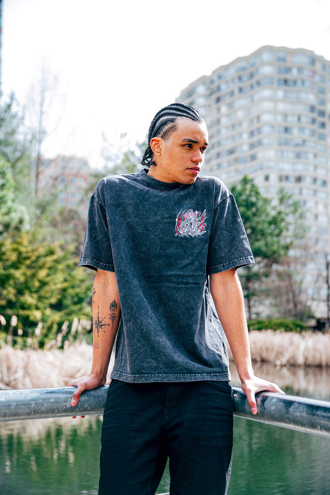 Flashy Showdown Heavyweight Mineral Wash Tee - Black