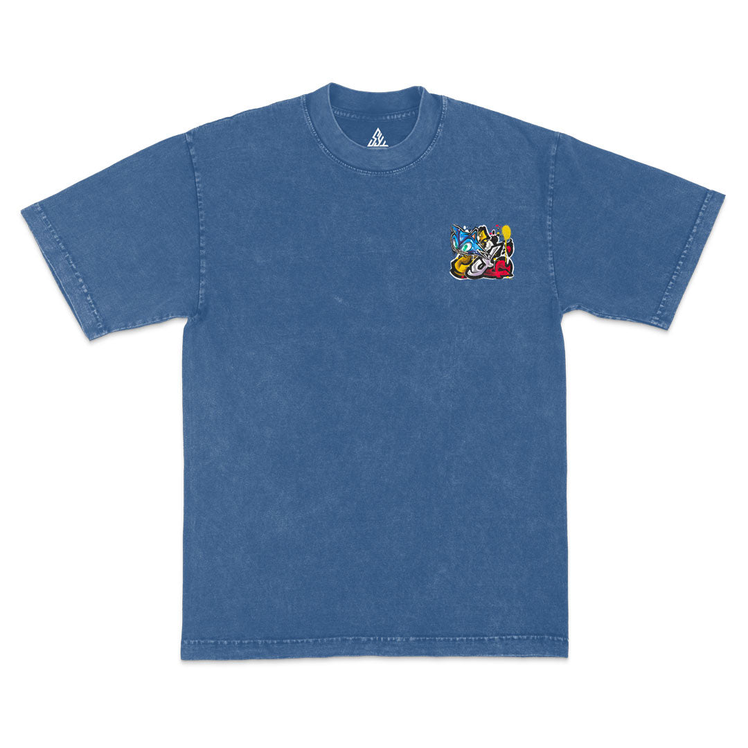 Golden Velocity Mineral Wash Tee - Indigo