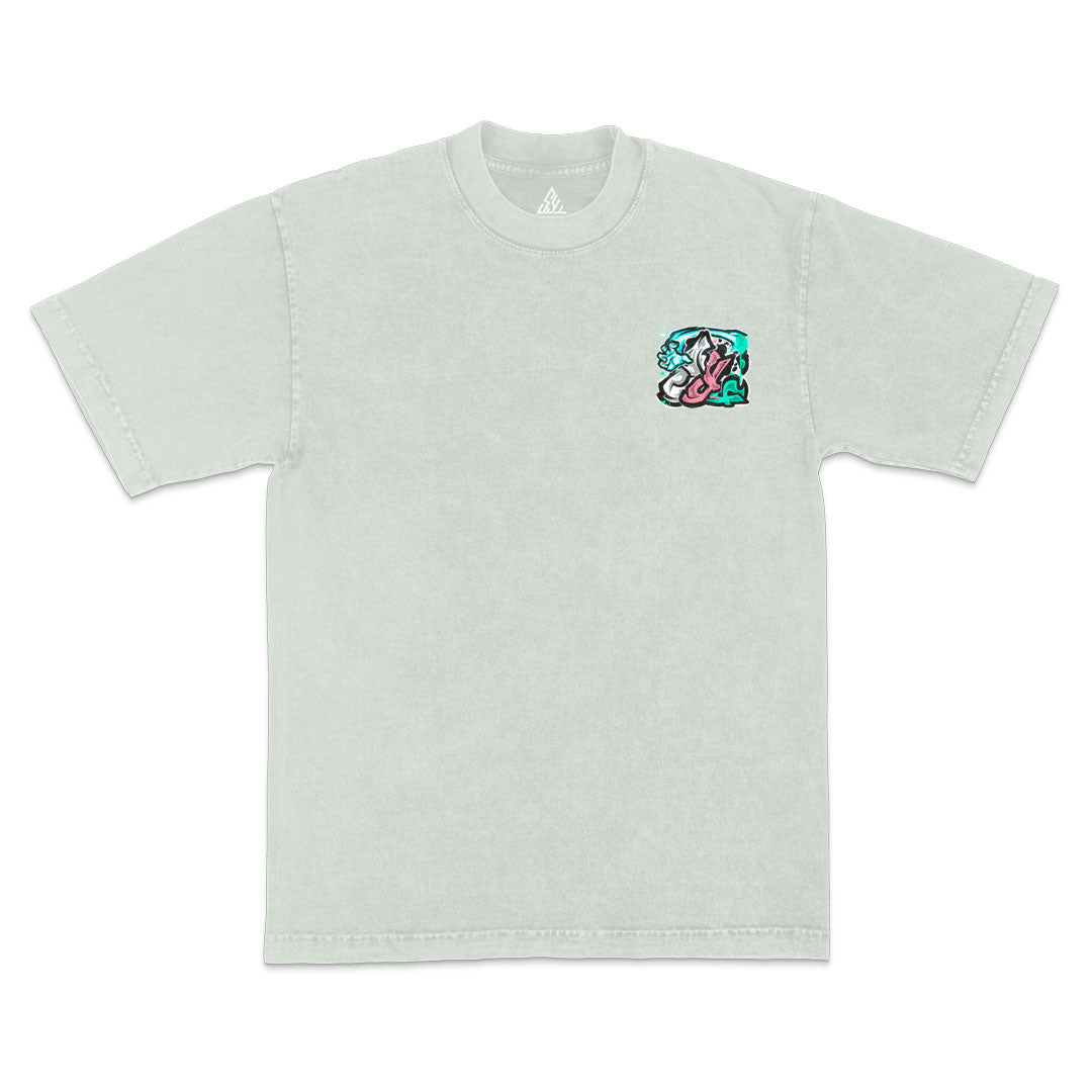 Psychic Strike Heavyweight Mineral Wash Tee - Limestone