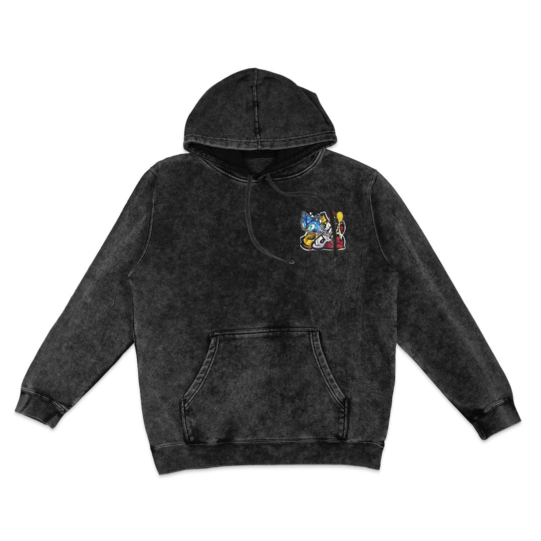 Golden Velocity Mineral Wash Hoodie - Black