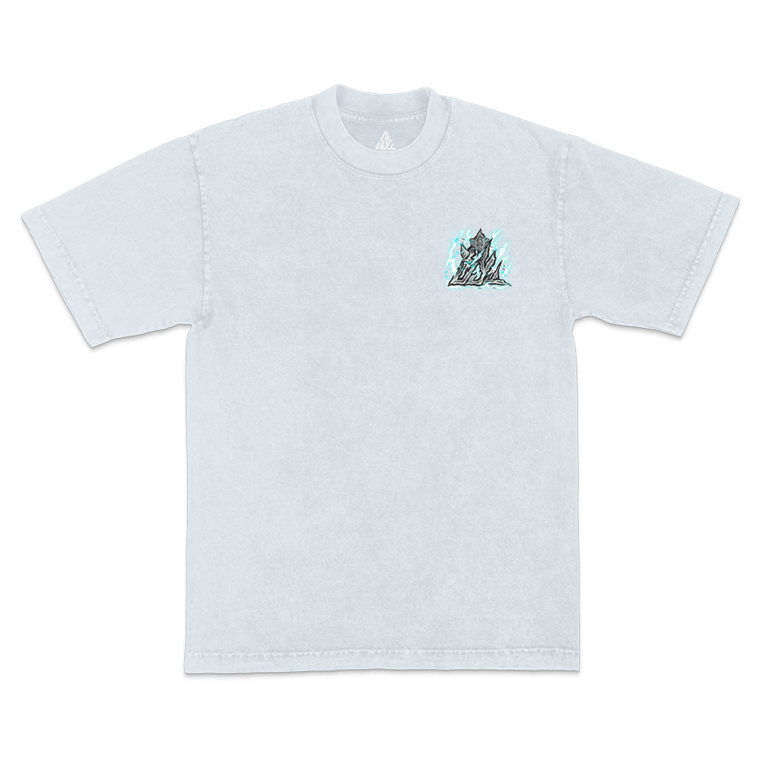 Full Cowl - 100% Heavyweight Mineral Wash Tee - Ice Grey