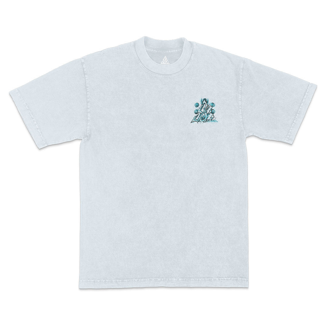 Lightning Battle Fiend Heavyweight Mineral Wash Tee - Ice Grey