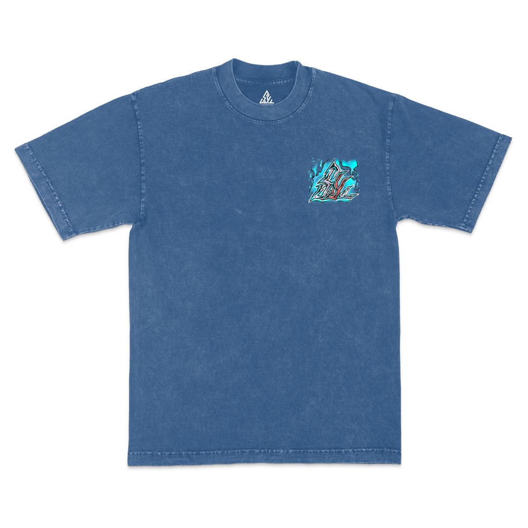 Brotherly Brawler Heavyweight Mineral Wash Tee - Indigo