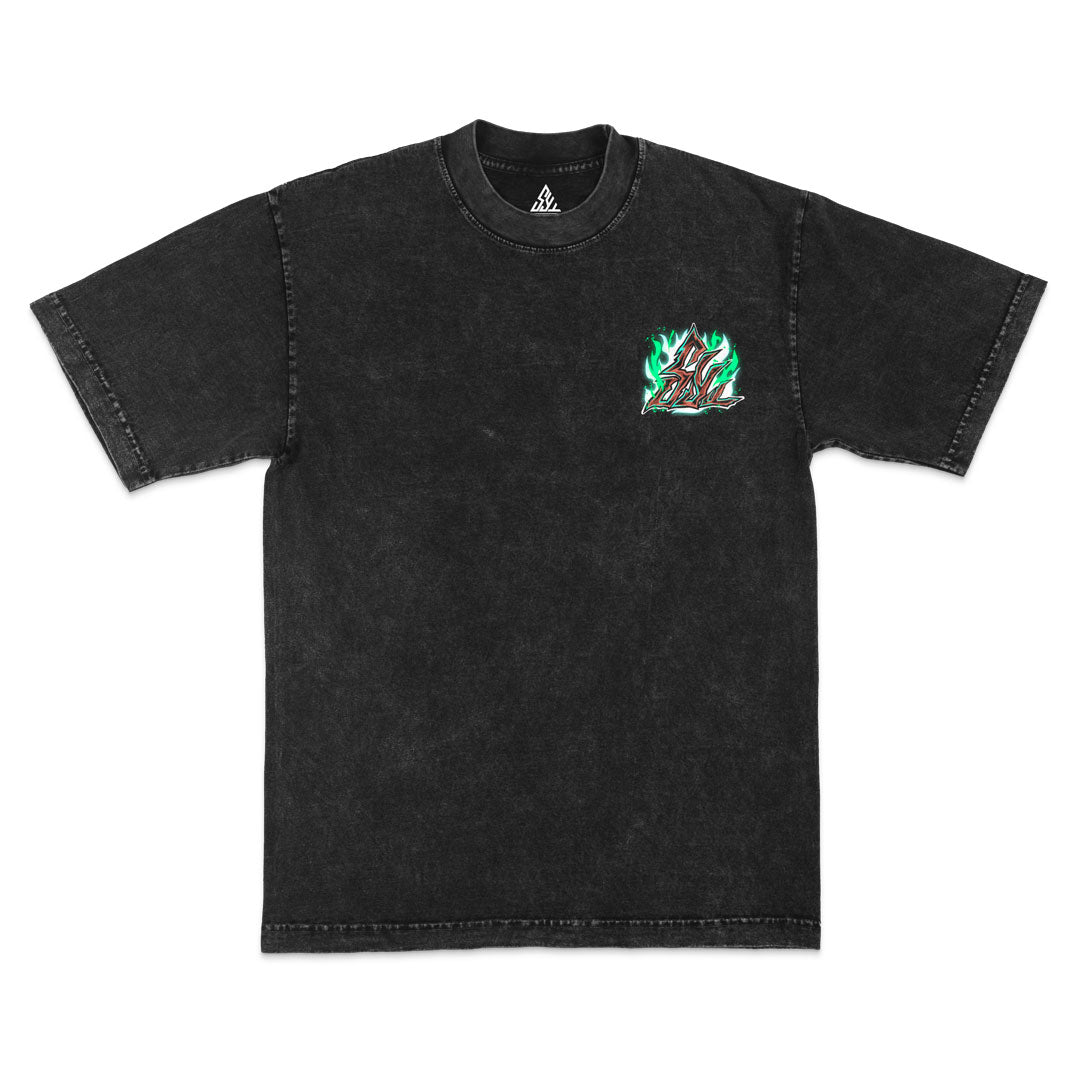 Viridian Vortex Heavyweight Mineral Wash Tee - Black