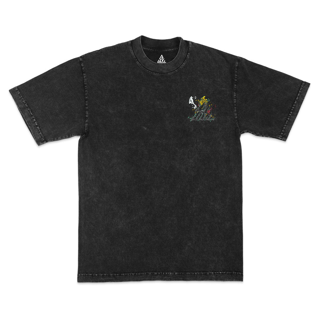 Stealth Black Heavyweight Mineral Wash Tee - Black