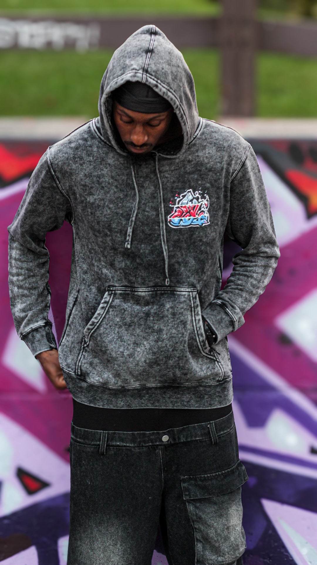 Eyes of Hope Mineral Wash Hoodie - Black