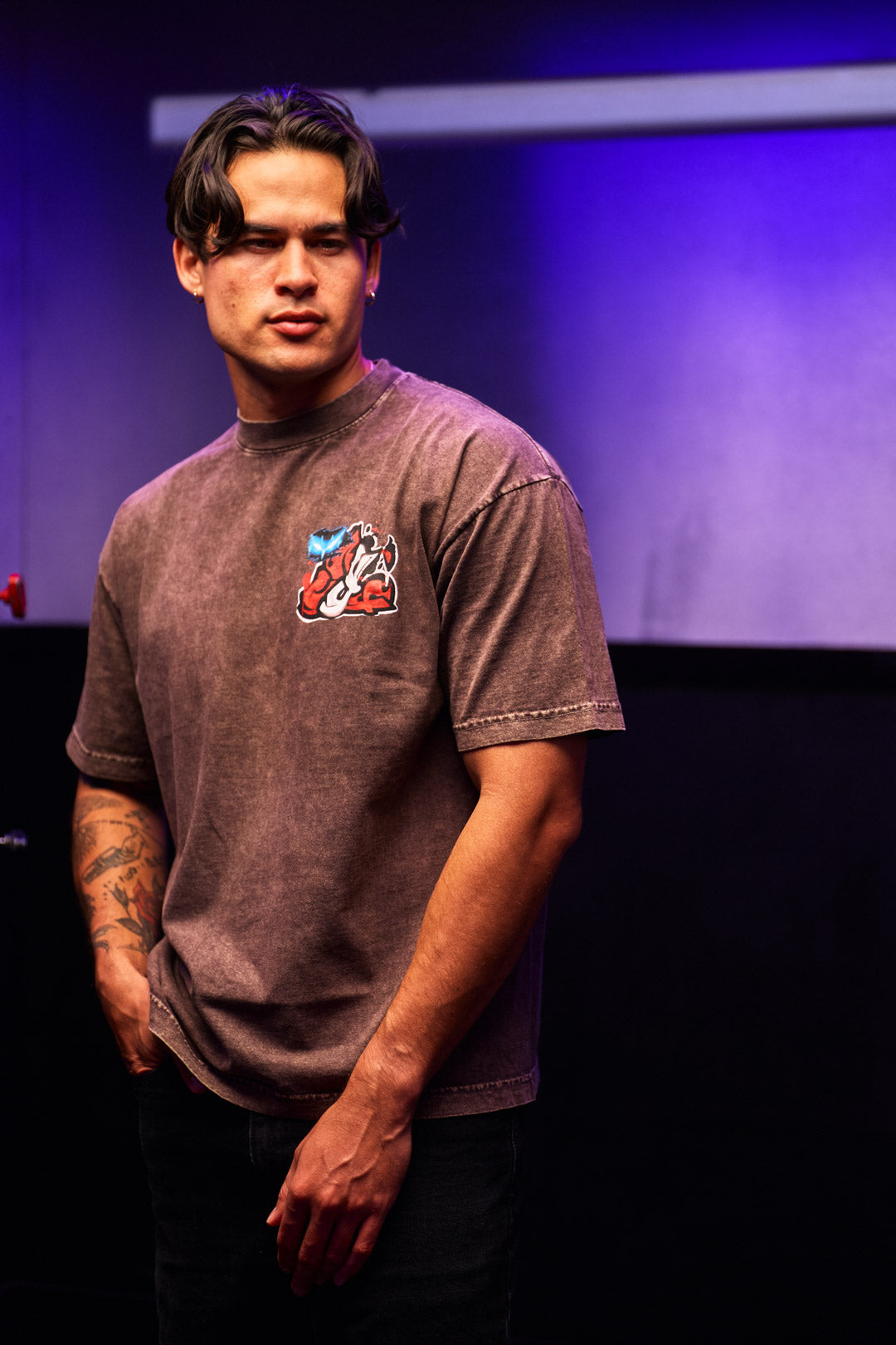 Blood Knight Heavyweight Mineral Wash Tee - Cocoa