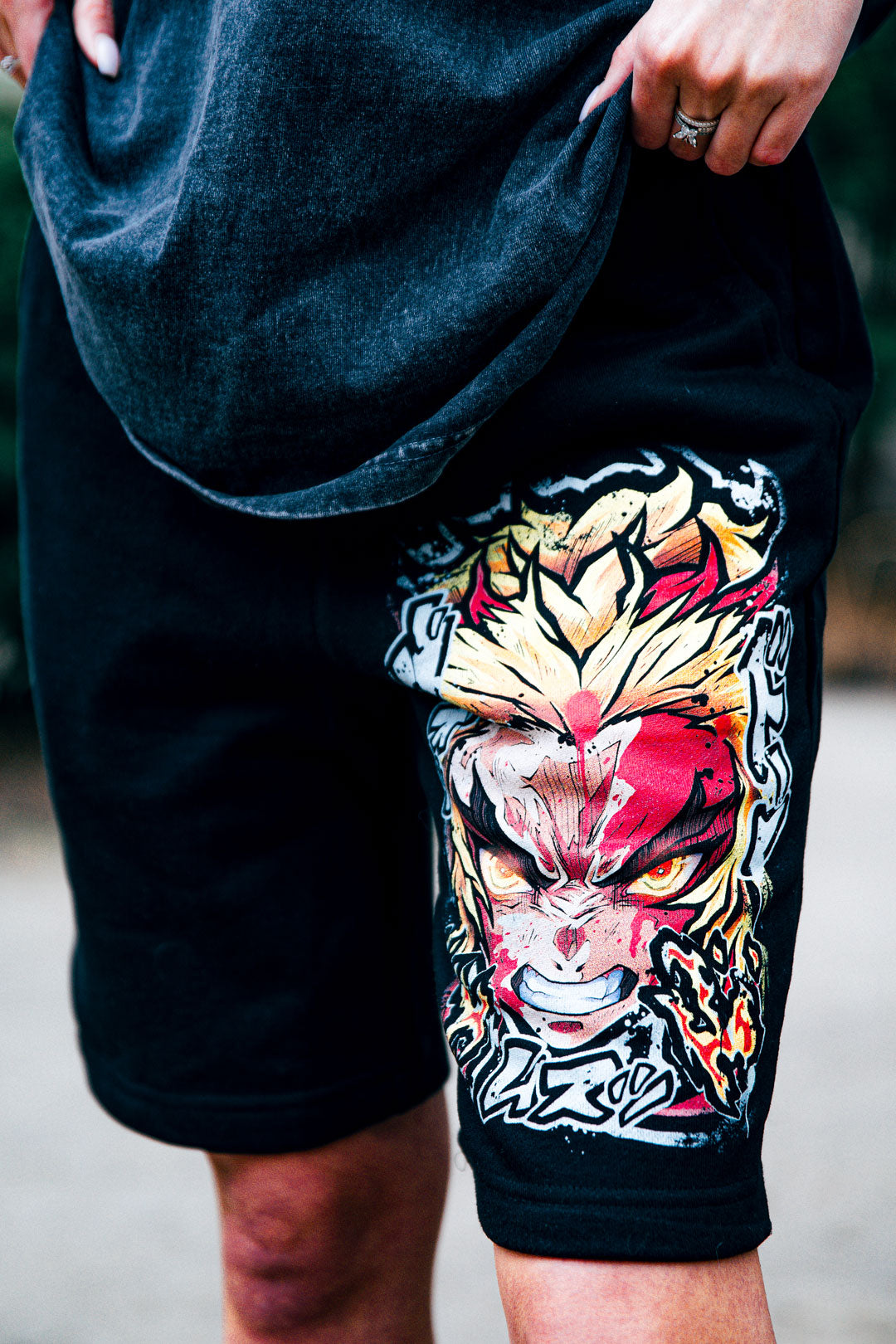 Flame Pillar Midweight Shorts - Black