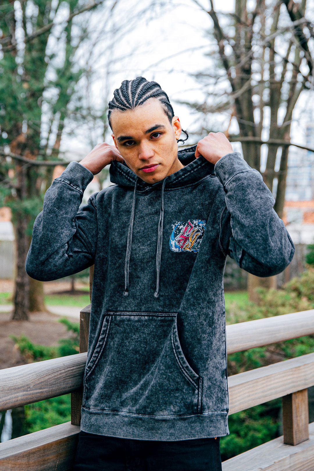 Dead Calm Mineral Wash Hoodie - Black