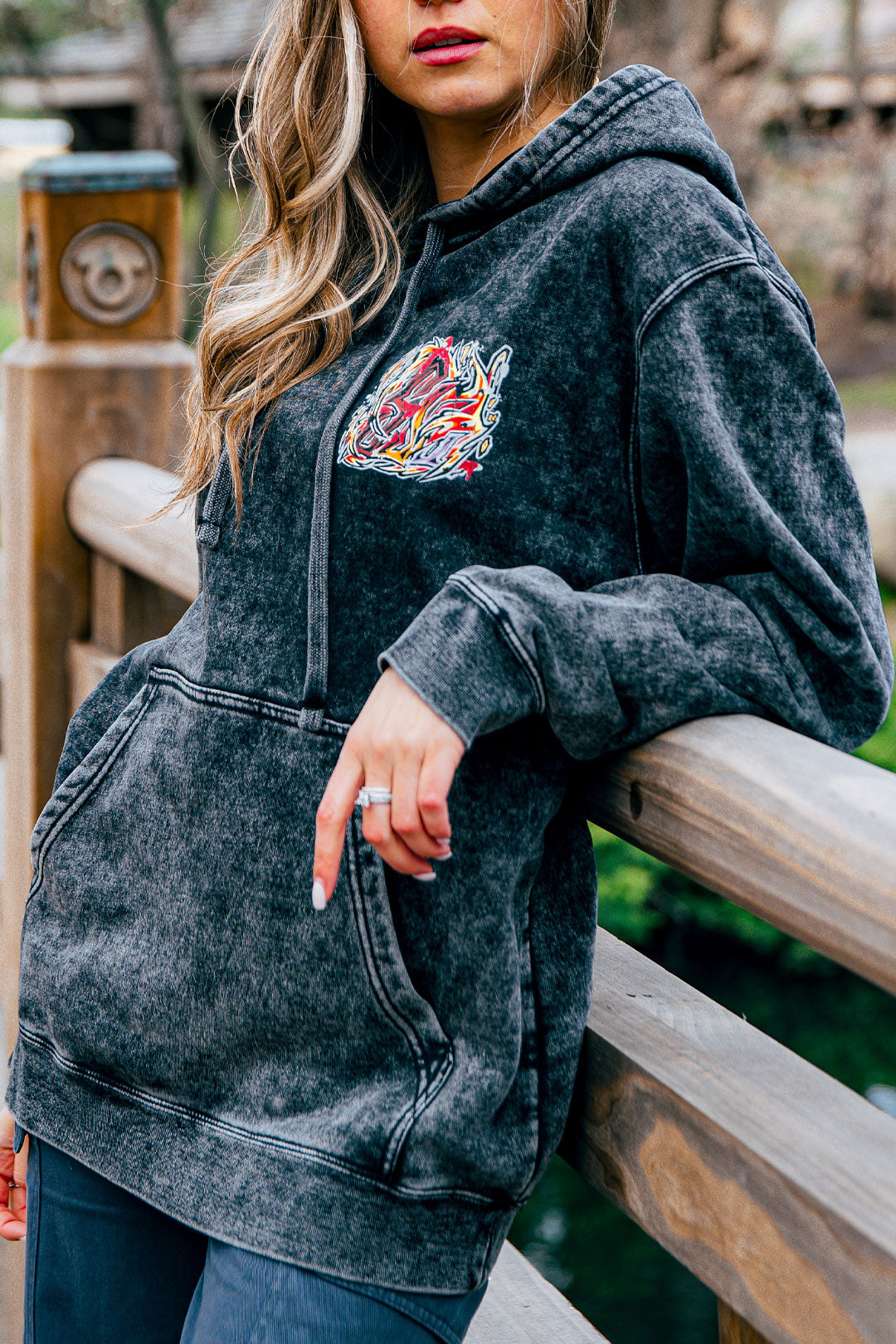Spirit Ablaze Mineral Wash Hoodie - Black