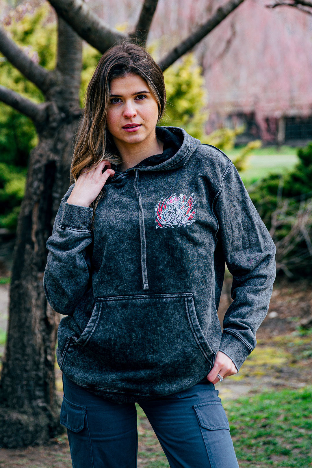 Flashy Showdown Mineral Wash Hoodie - Black