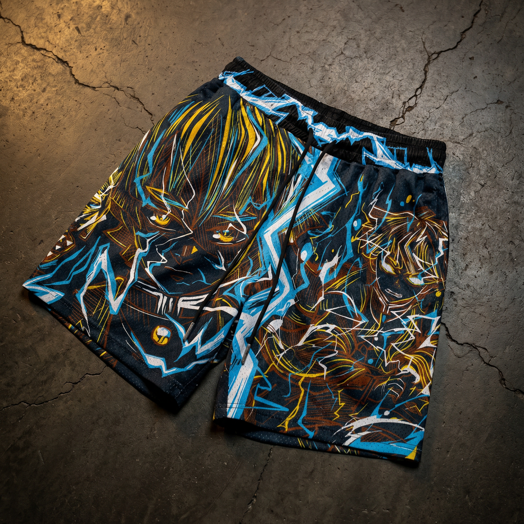 Electric Heart Mesh Shorts - Black
