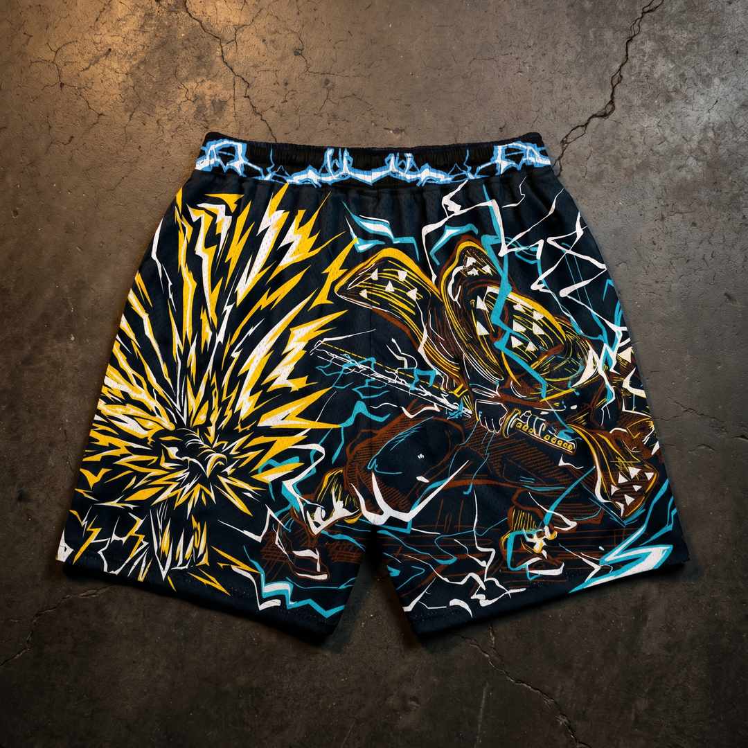 Electric Heart Mesh Shorts - Black